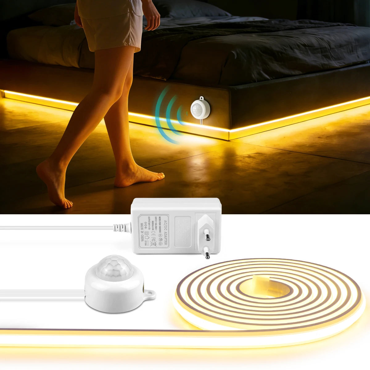Smart PIR Motion Sensor COB LED Strip Light 24V