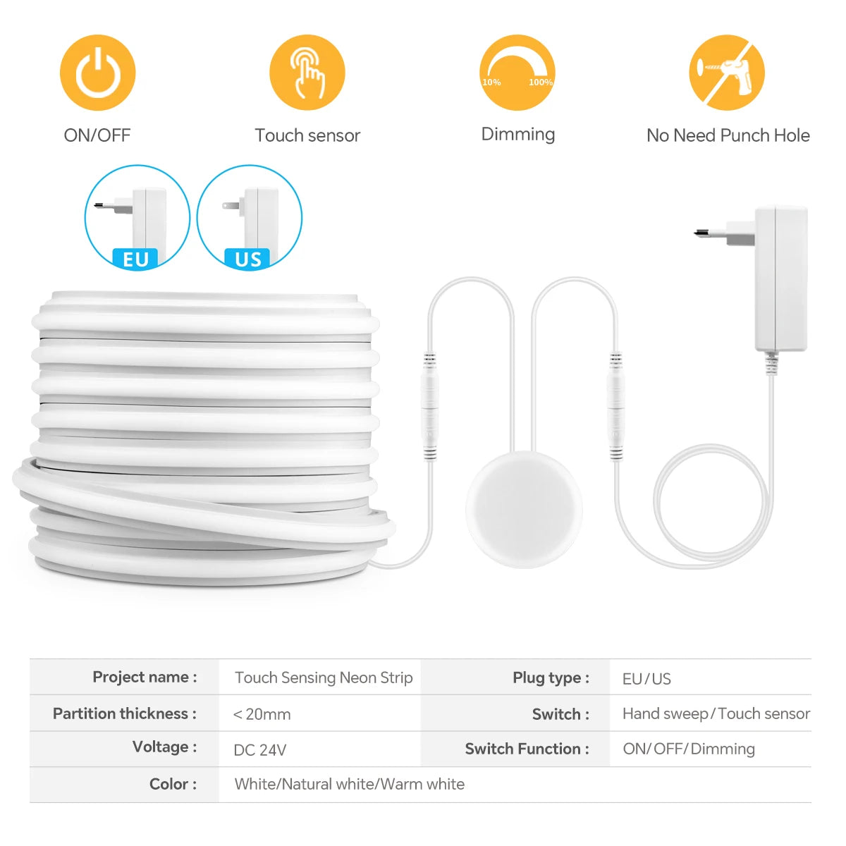 COB LED Neon Strip Light for Mirror & Cabinet – Dimmable, 24V (2m–10m)