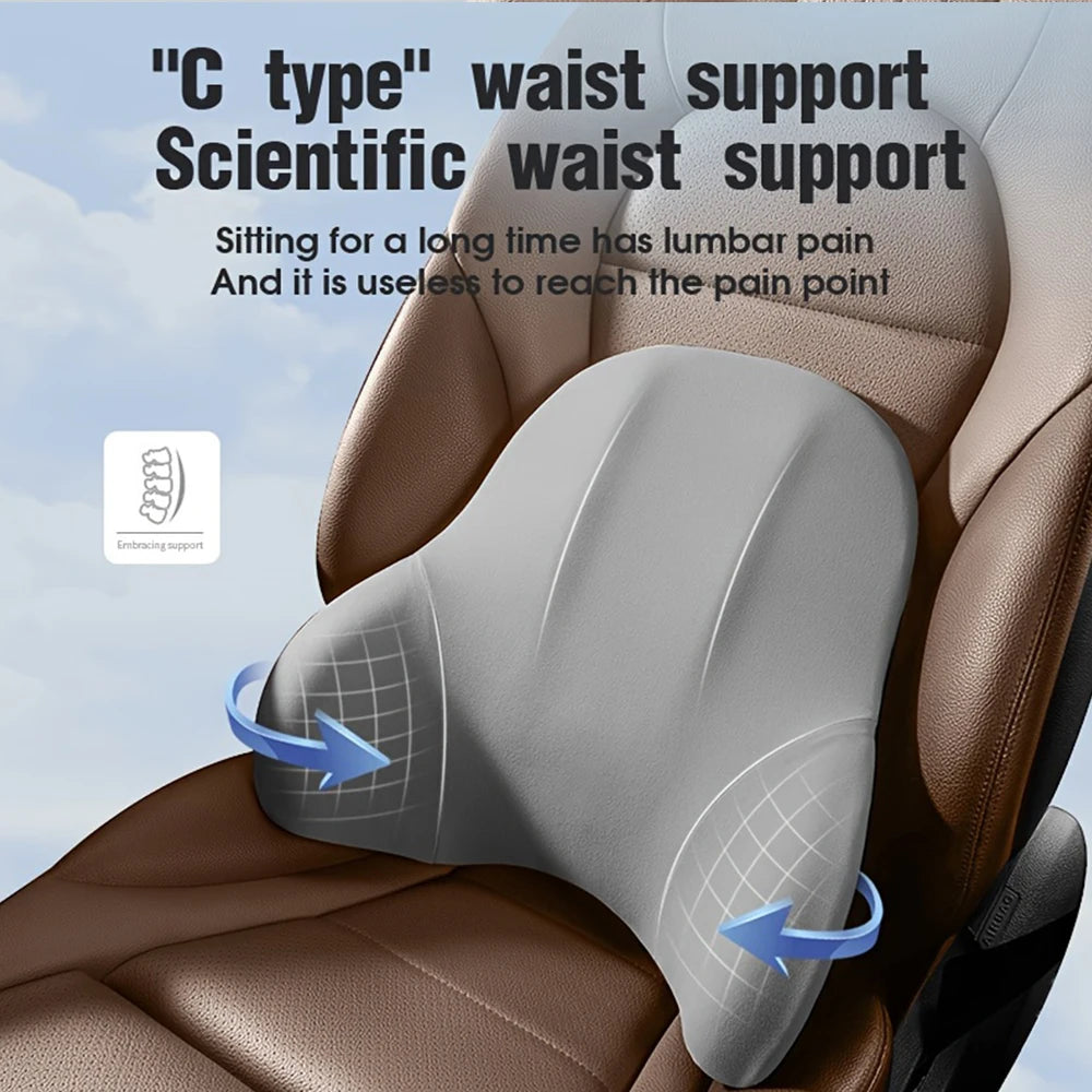 Memory Foam Car Neck & Lumbar Support Pillow