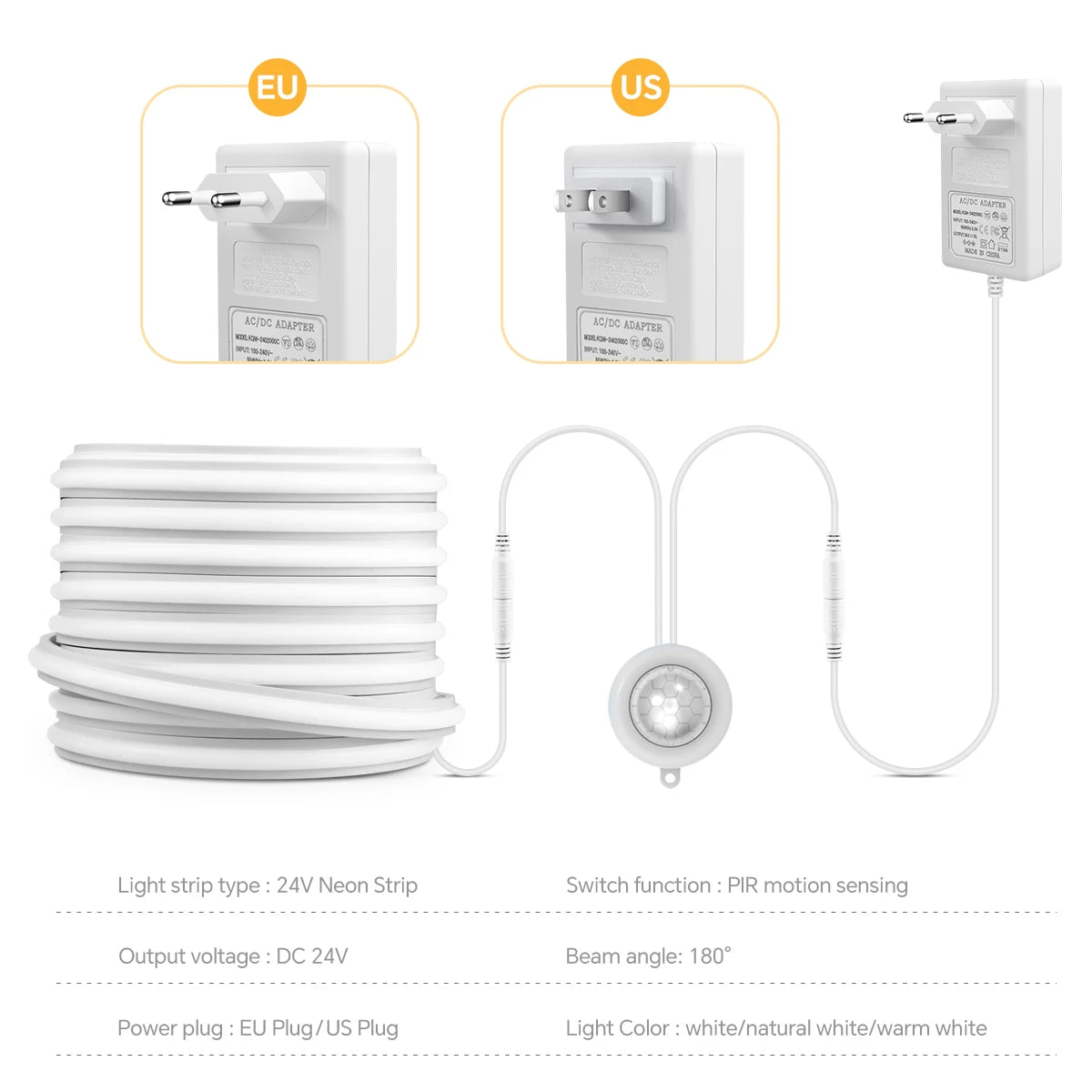 Smart PIR Motion Sensor COB LED Strip Light 24V