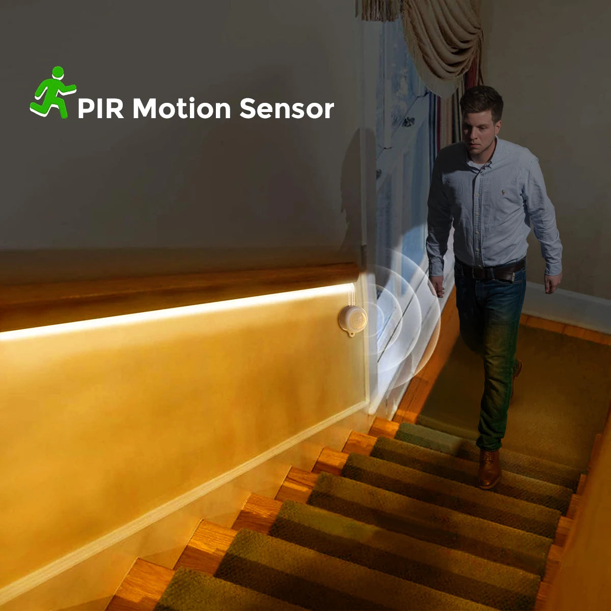 Smart PIR Motion Sensor COB LED Strip Light 24V