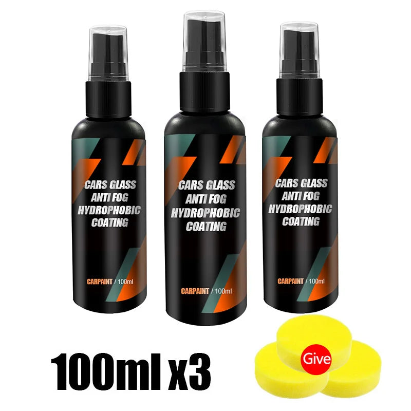 Auto Water Repellent Spray 100ml x3 – Hydrofobe Anti-Regen Coating voor Autoruiten met sponzen