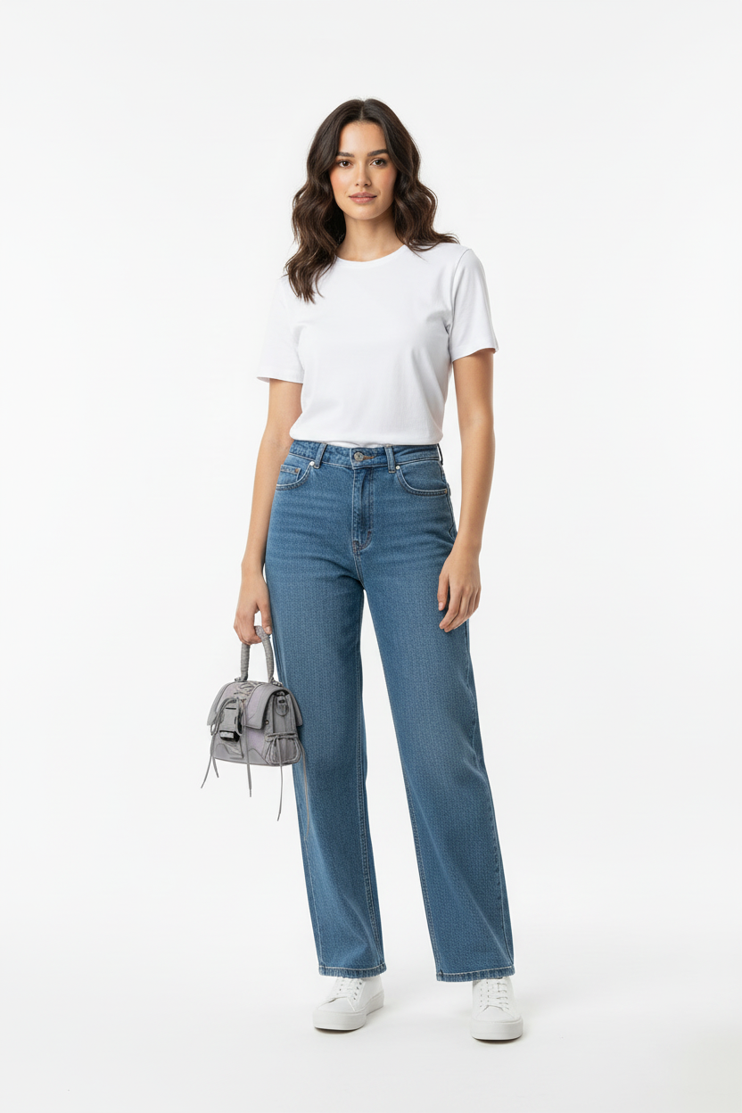 Model met tas, overzichtsfoto